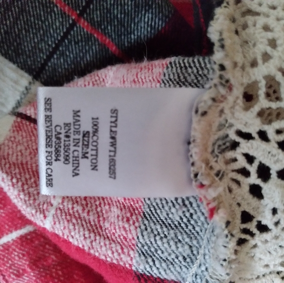 Woven flannel shirt with lace panels - Picture 7 of 8